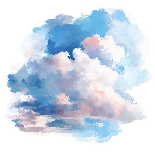 Cloud clipart png in Impressionistic Art style, on white background
