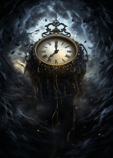 Clock drawing in esao andrews style, multilayered texture 23:32