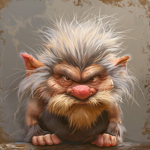 Troll clipart in a photo realistic style with a flat random background