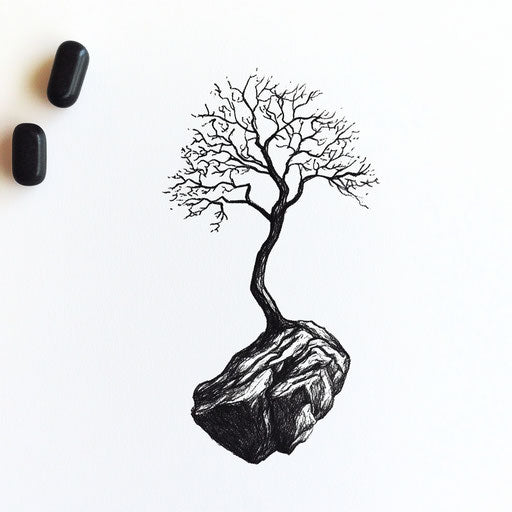 Beautiful flat tattoo sketch of a small tree