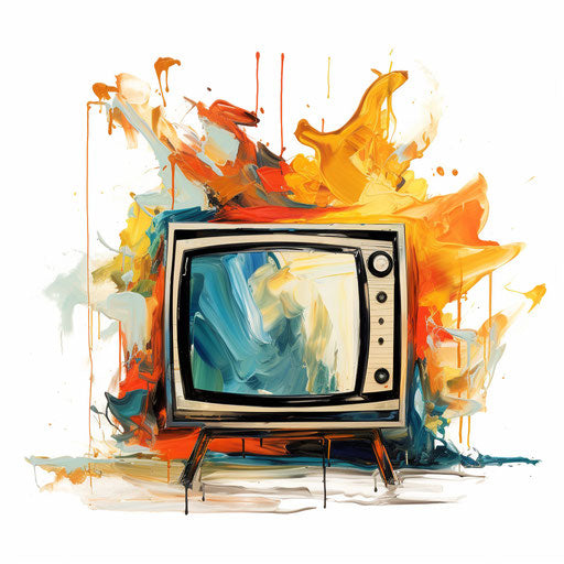 TV clipart in Oil painting style on white background