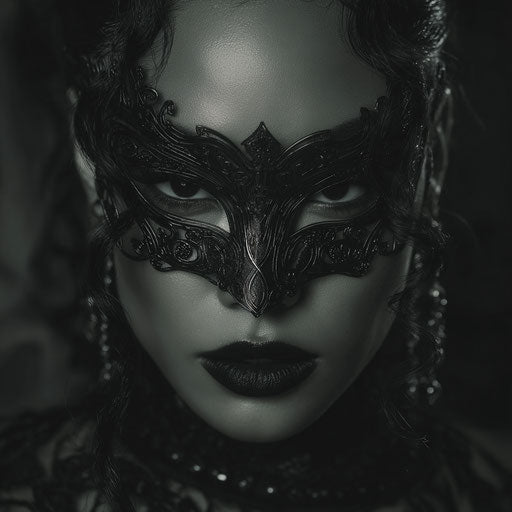 Striking Black Lips with a Masked Face and Wavy Hair