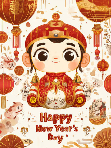 Cute Chinese snake baby in a cartoon style