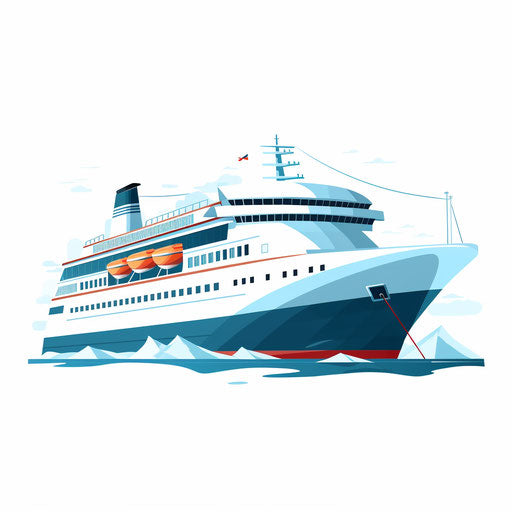 Cruise ship illustration in a minimalist style