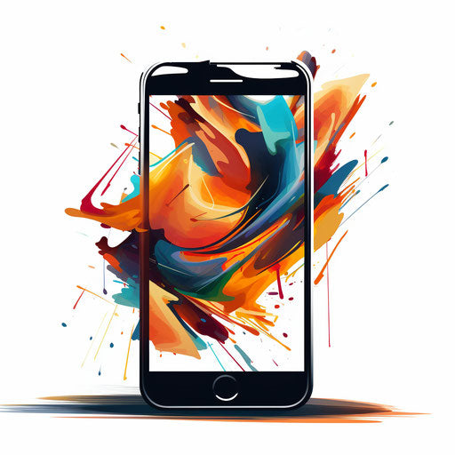 Smartphone drawing in the Chiaroscuro Art style on white background