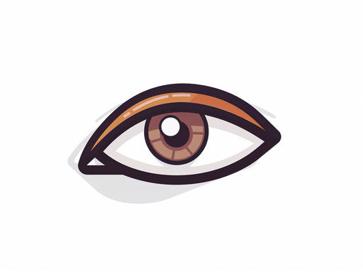 Simple logo of an eye with brown iris and white pupil