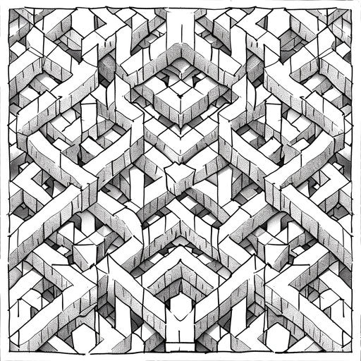 Complex geometric pattern forming a tessellation. Coloring page