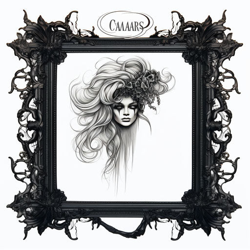 Photo frame clipart in the style of Chiaroscuro Art on white background