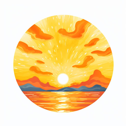 Sun illustration in the style of Oil painting, on a white background