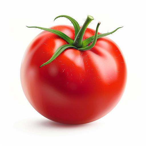 Realistic tomato illustration on flat white background