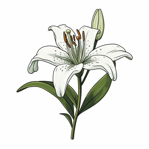 Minimalist Lily Illustration on White Background
