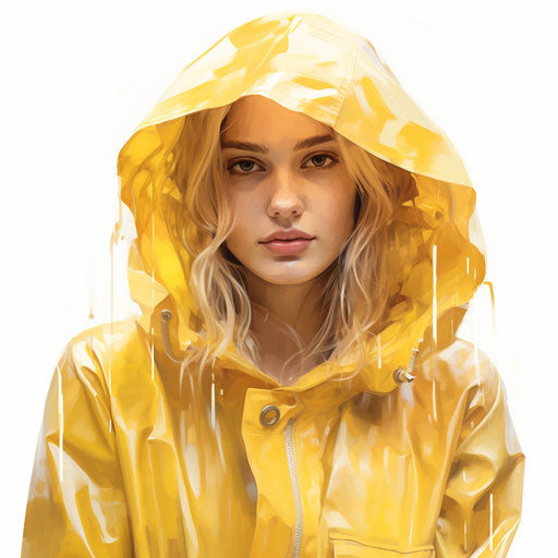 Raincoat in the style of Oil painting, on white background