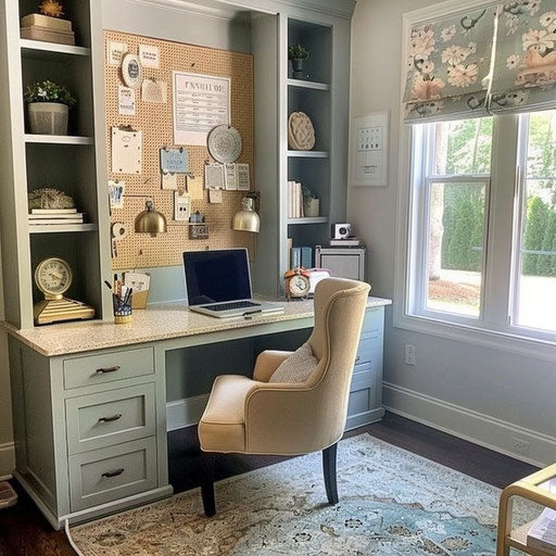 Home office with DIY organization board