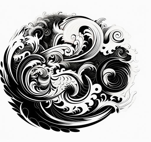 Polymaori symbol design for adult women and kiwi tattoo concept in black and white