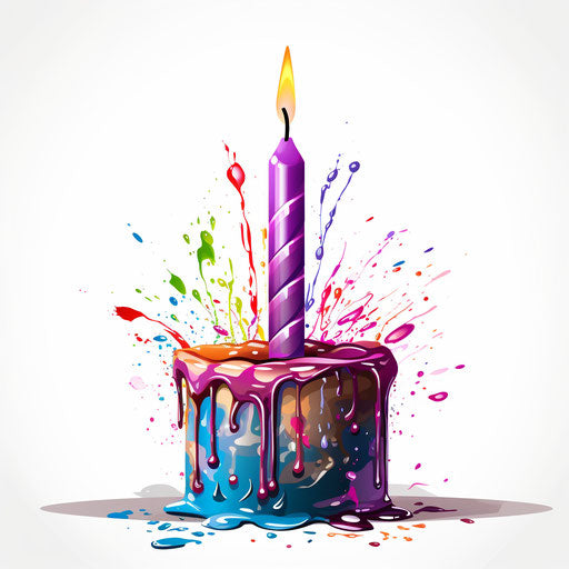 Birthday candle illustration in the style of Chiaroscuro Art, on white background