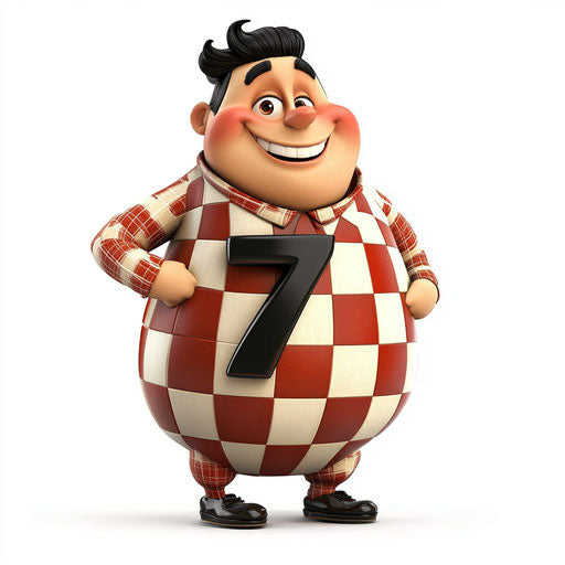 Humorous caricature of a number 7 clipart caricature