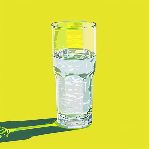 Realistic drinking water clipart on chartreuse background