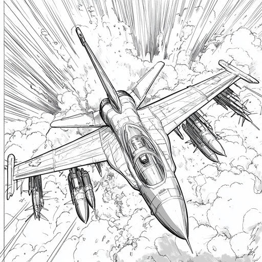 Fighter jet in a dramatic aerial battle