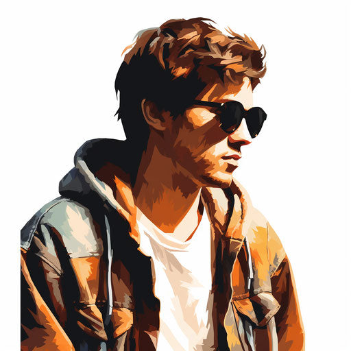 Illustration in the style of Chiaroscuro Art, on white background