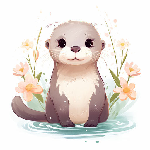 Otter illustration in Pastel Colors Art style