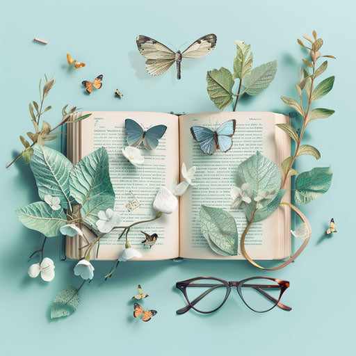 Realistic story time clipart on serene aqua background