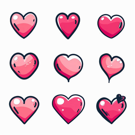 Pink heart icons on white background, vector illustration