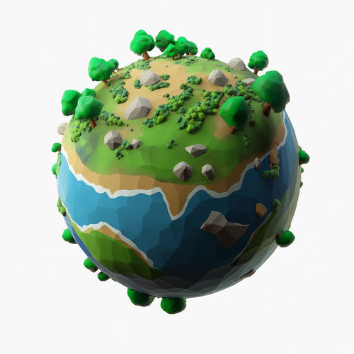 3D Earth Cartoon in Photo Realistic Style with White Background