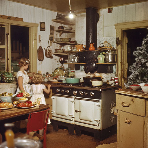 1940s farmhouse kitchen for Christmas dinner
