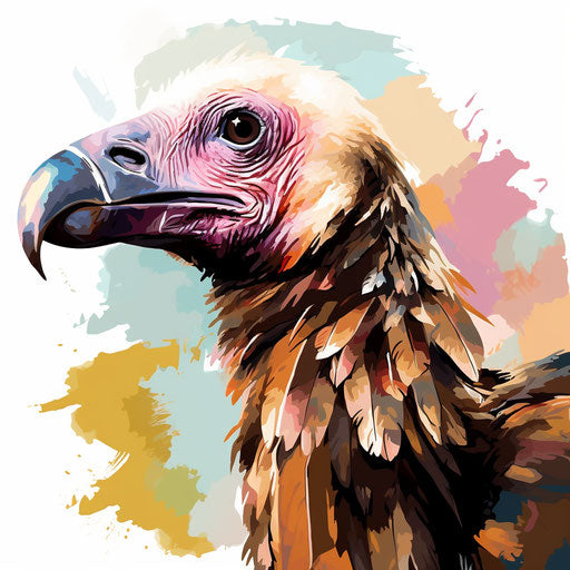 Vulture in Impressionistic Art on white background