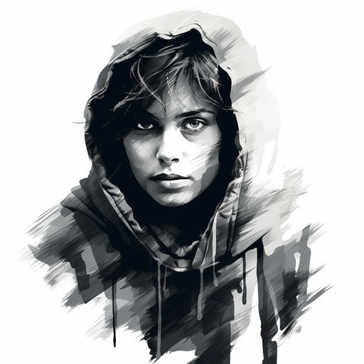 Human illustration in the style of Chiaroscuro Art, on white background