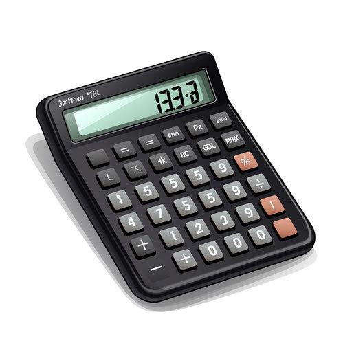 Illustration of calculator in the style of Chiaroscuro Art on white background