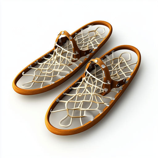 3D Snowshoes in photo realistic style on flat white background, isolated clipart