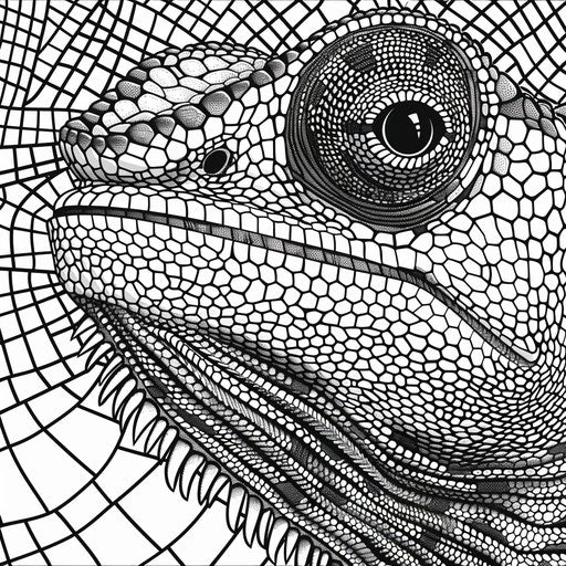 Patterns and textures of a chameleon's skin. Coloring page