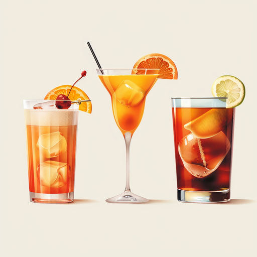 Photo-realistic drinks clipart on a flat white background