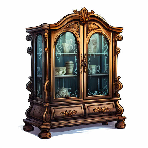 Illustration of furniture in the style of Chiaroscuro Art