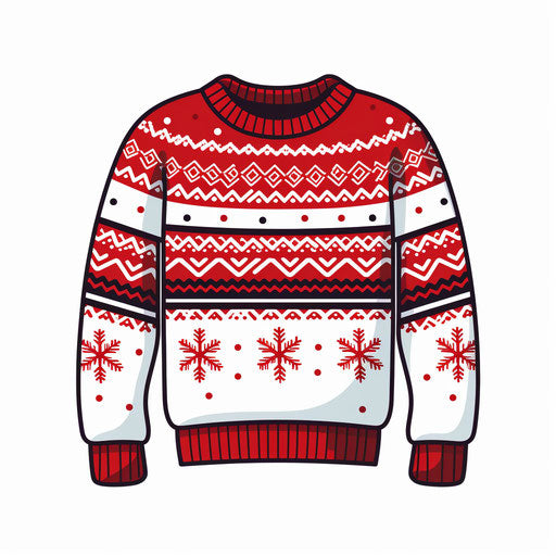 Ugly Christmas sweater clipart in minimalist style on white