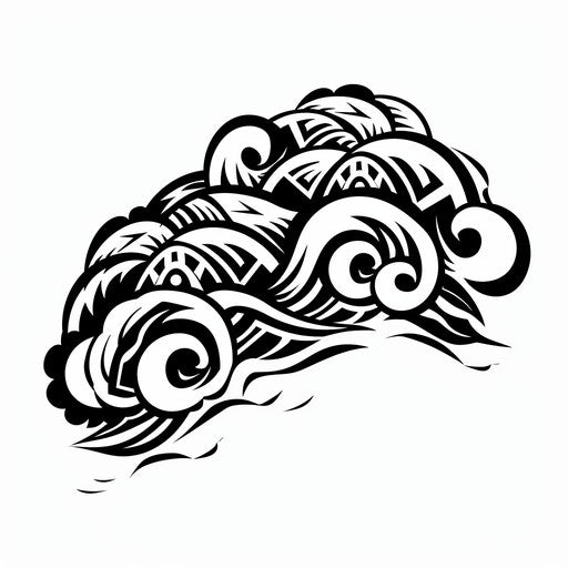 Bold black tribal cloud tattoo on white background