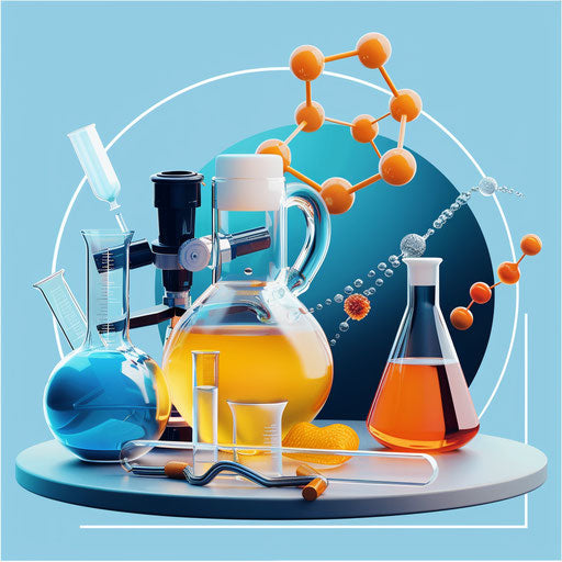 Realistic science clipart on random flat background
