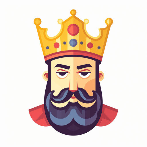 King in Minimalist Style on White Background
