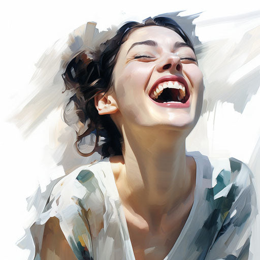 Laughing clipart in the style of Oil painting