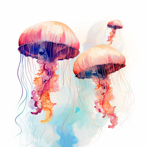 Impressionistic jellyfish clipart on white background