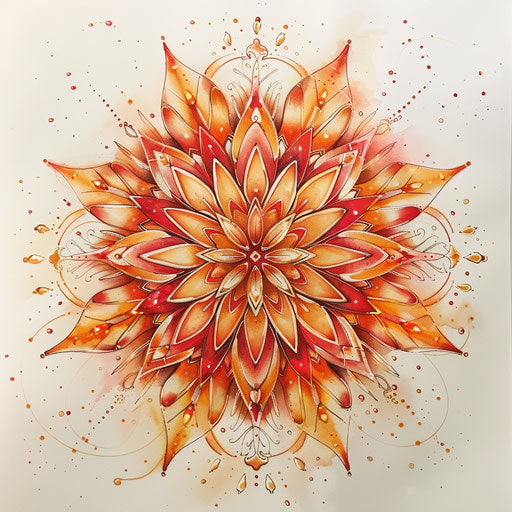 Bohemian tattoo sketch of a mandala-inspired snowflake in clipart style