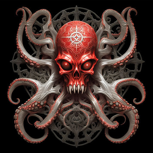 Octopus tentacled skull and star tattoo design