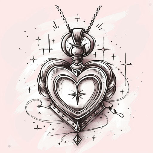Stylish tattoo sketch of a silver locket