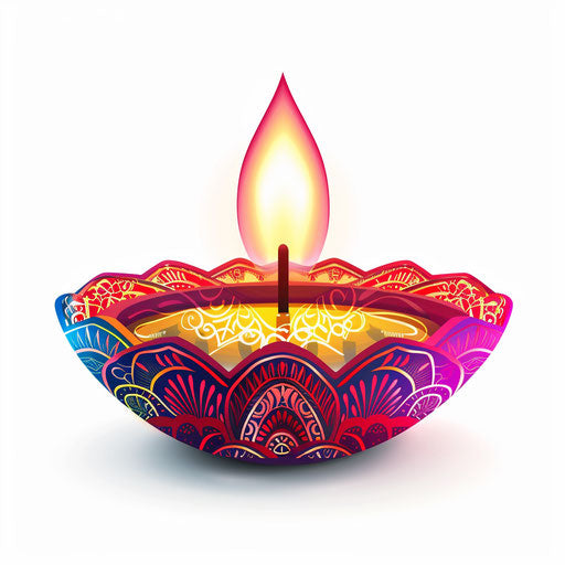 Diwali clipart in photo realistic style with flat white background