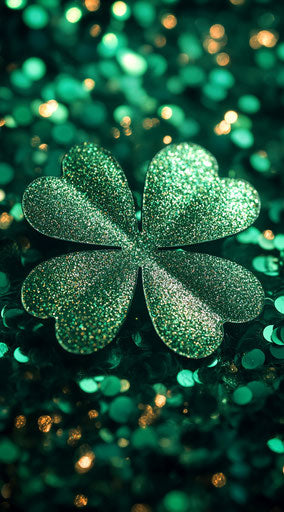 Shamrock, St. Patrick's Day decor, glittery backdrop
