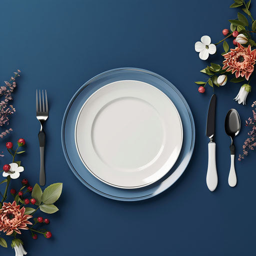 Realistic dinner light on flat indigo background