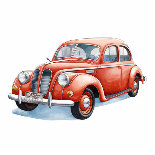 Car cartoon in the style of oil painting