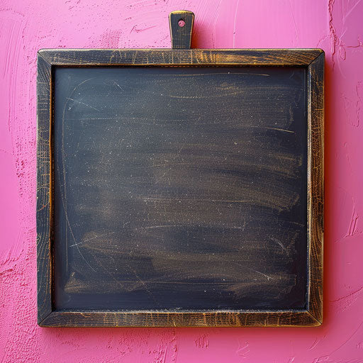 Realistic depiction of chalkboard clipart on bright magenta backdrop