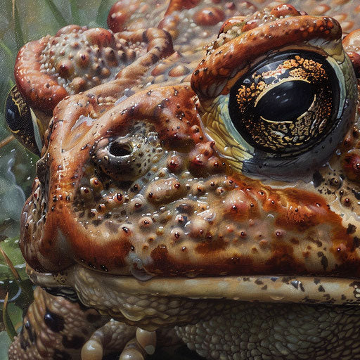 Close-up of a Western leopard toad with the early morning dew highlighting the freshness of the environment